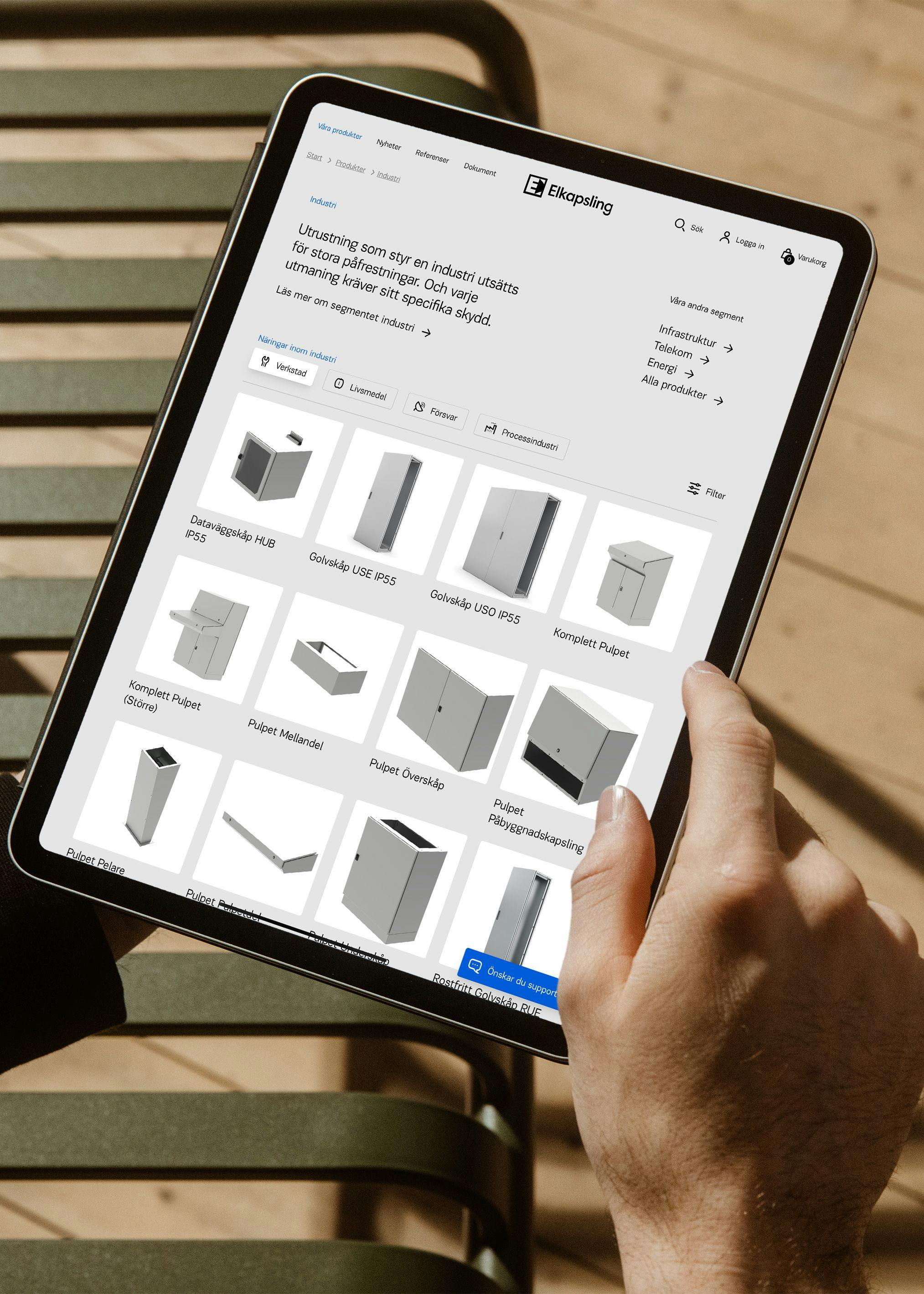 Elkapsling B2B E-handel produktlistning iPad